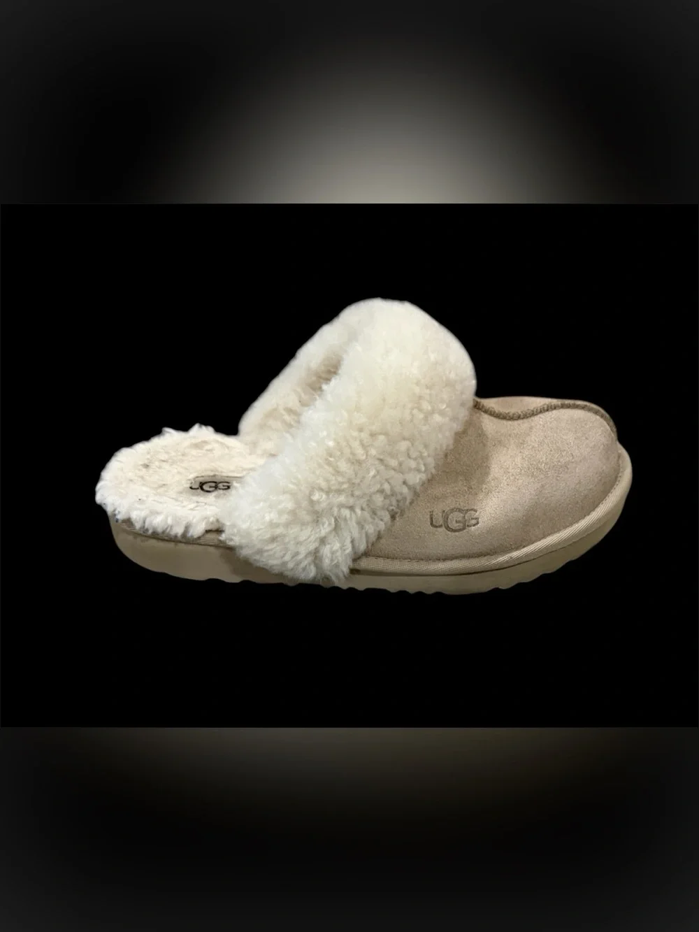 UGG Girls Chestnut Suede Shearling-Lined Slippers - Size 4